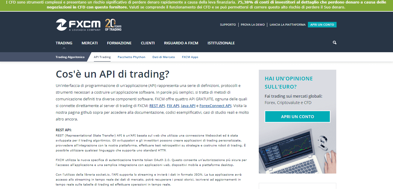 Offerte API di FXCM Offerte API di FXCM